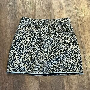 Madewell Animal Print Ridged Denim A Line Mini Skirt Size 27